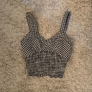Gingham Smocked Crop Top XS
